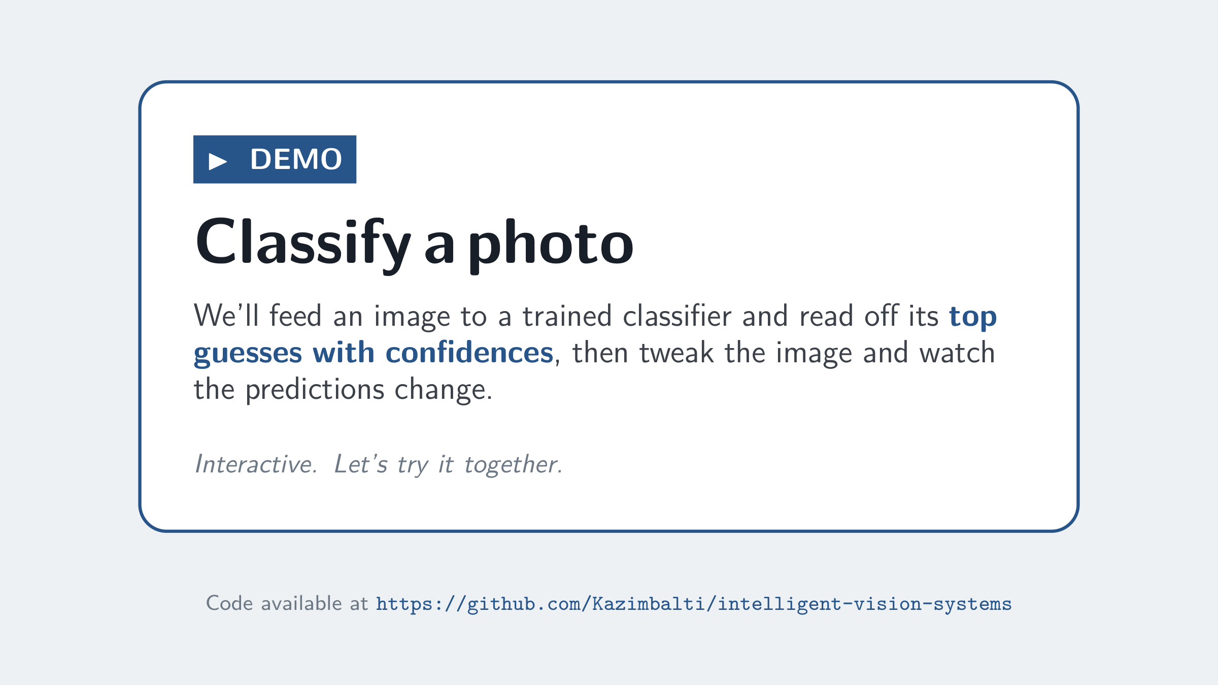 Demo: Classify a photo
