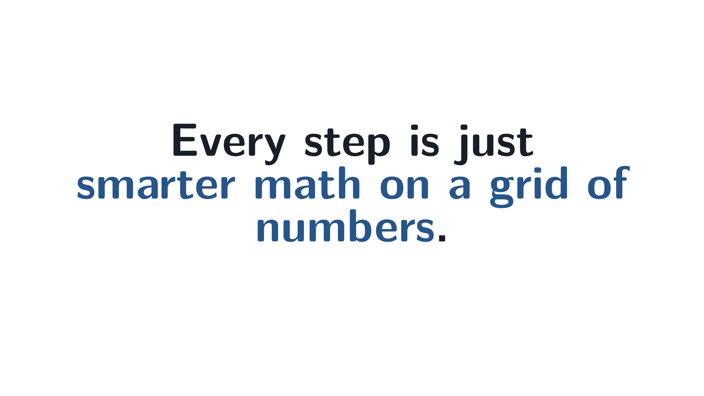 Every step is just smarter math on a grid of numbers