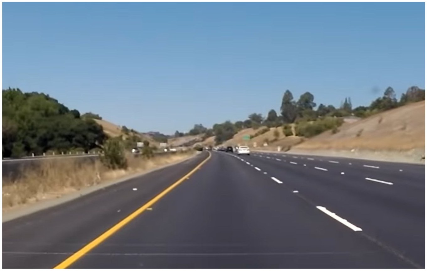 Road seen from a car camera