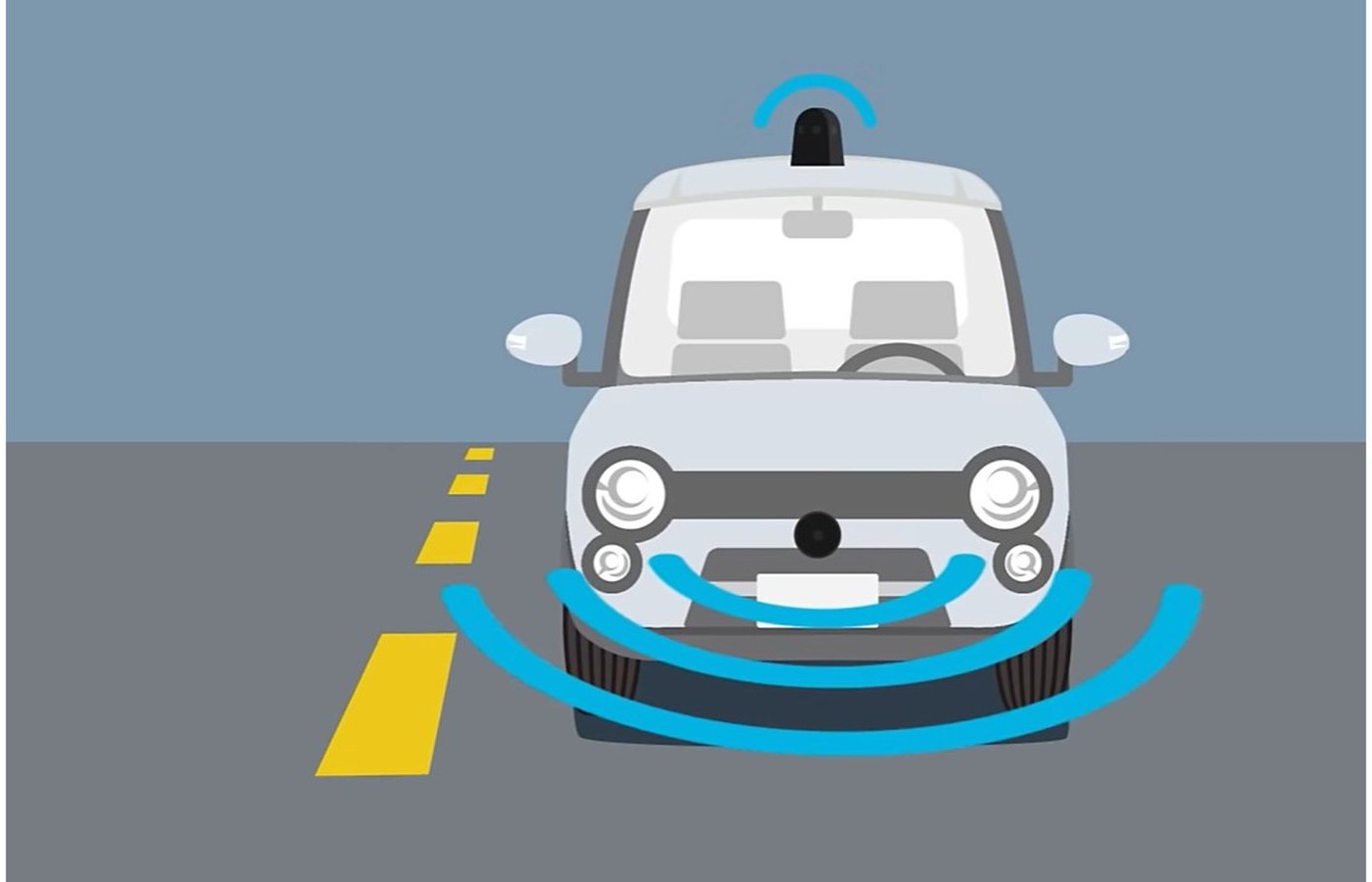 A self-driving car with sensors