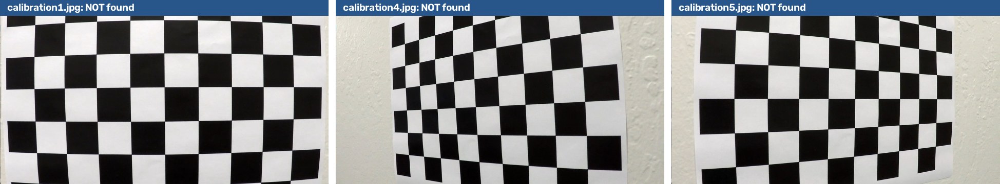 Three calibration images where the board was not found