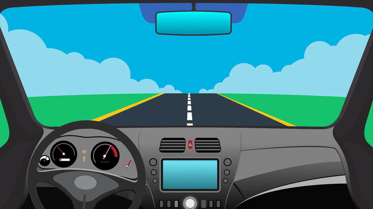 Driver view of a road